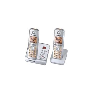 Panasonic KX-TG6722GS - Trådløs telefon - besvarelsessystem med opkalds-ID - DECT - sølvperle + ekstra telefonrør