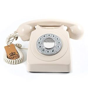 GPO 746 Teléfono fijo retro de pared con pulsación de botones - Cable en  espiral, timbre auténtico 