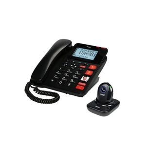 Fysic Téléphone filaire avec répondeur et émetteur d'alarme SOS sans fil FX3960 Rouge-Noir - Publicité