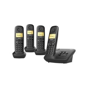 Gigaset A270A Quattro - Téléphone sans fil - système de répondeur avec ID d'appelant - DECT\GAP - noir + 3 combinés supplémentaires - Publicité