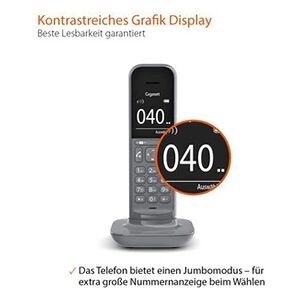 Gigaset CL390A - Téléphone sans fil - système de répondeur avec ID d'appelant - ECO DECT\GAP - (conférence) à trois capacité d'appel - gris satellite - Publicité