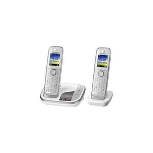 Panasonic KX-TGJ322GW - Téléphone sans fil - système de répondeur avec ID d'appelant - DECT - blanc + combiné supplémentaire - Publicité