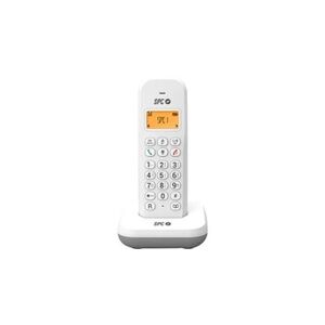 Spc Keops - téléphone fixe sans fil avec écran lumineux, identification de l'appelant, 50 contacts, mode éco, compatibilité gap - blanc - Publicité