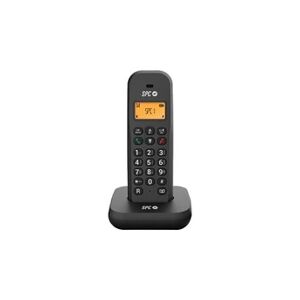 Spc Keops - téléphone fixe sans fil avec écran lumineux, identification de l'appelant, 50 contacts, mode éco, compatibilité gap - noir - Publicité