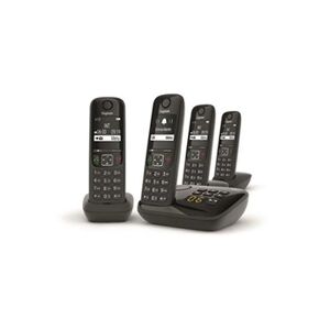 Gigaset AS690A Four - Téléphone sans fil - système de répondeur avec ID d'appelant - ECO DECT\GAP - noir + 3 combinés supplémentaires - Publicité