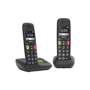 Gigaset E290A Duo - Téléphone sans fil - système de répondeur avec ID d'appelant - ECO DECT\GAP - noir + combiné supplémentaire - Publicité