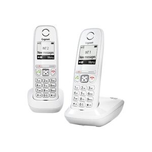 Gigaset AS405 Duo - Téléphone sans fil avec ID d'appelant - DECT\GAP - (conférence) à trois capacité d'appel - blanc + combiné supplémentaire - Publicité
