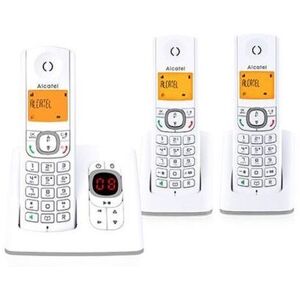 Alcatel Classic F530 Voice Trio - Téléphone sans fil - système de répondeur avec ID d'appelant - DECT - (conférence) à trois capacité d'appel - gris, blanc + 2 combinés supplémentaires - Publicité