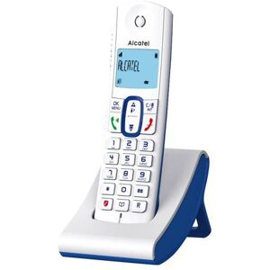 Alcatel Classic F630 Duo - Téléphone sans fil avec ID d'appelant - DECT - (conférence) à trois capacité d'appel - blanc, bleu + combiné supplémentaire - Publicité