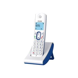 Alcatel Classic F630 Duo - Téléphone sans fil avec ID d'appelant - DECT - (conférence) à trois capacité d'appel - blanc, bleu + combiné supplémentaire - Publicité