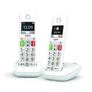 Gigaset E290 Duo - Téléphone Fixe sans Fil Blanc, 2 combinés avec Grand écran rétroéclairé, larges Touches, Fonction Blocage D'appels - Publicité