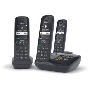 Gigaset AS690A Trio - Téléphone sans fil - système de répondeur avec ID d'appelant - ECO DECT\GAP - noir + 2 combinés supplémentaires - Publicité