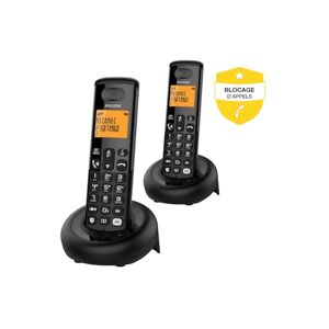 Alcatel E260 S.Voice Duo Téléphone sans Fil DECT avec répondeur avec 2 combinés : Design Compact, Grand écran rétroéclairé, Fonction Mains-Libres, Blocage des appels indésirables - Publicité