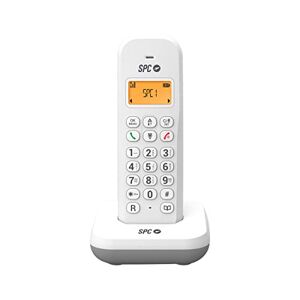 SPC Keops Téléphone sans Fil   Écran Lumineux Rétroéclairé 35x30mm, Répertoire 50 Contacts, Mode ÉCO, Compatibilité GAP   Blanc - Publicité