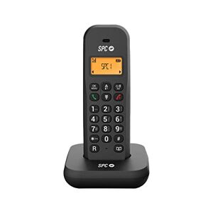 SPC Keops – Téléphone Fixe sans Fil avec écran Lumineux, Identification de l'appelant, 50 Contacts, Mode ÉCO, compatibilité Gap, Date et Heure à l’écran Noir - Publicité