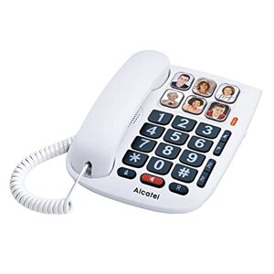 Alcatel TMAX 10 Téléphone filaire larges touches pour les séniors, 6 photos mémoires, Mains libres, Clavier Blanc - Publicité