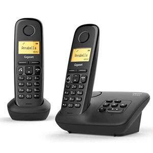 Siemens A270A Duo Téléphone DECT sans fil avec 2 combinés, répondeur et grand écran lumineux Qualité audio brillante 200 heures de veille Grand répertoire téléphonique Noir - Publicité