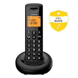 Alcatel E260 Noir Téléphone sans Fil DECT : Design Compact, Couleurs attractives, Grand écran rétroéclairé, Fonction Mains-Libres, Blocage des appels indésirables - Publicité