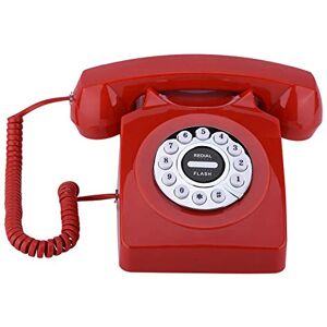 VBESTLIFE Téléphone Fixe Classique, Téléphone Antique Vintage pour la Maison (Rouge) - Publicité