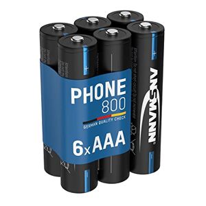 Ansmann Piles Rechargeables HR03 Phone 800 mAh (Lot de 6) – Piles DECT pour téléphone sans Fil ou babyphone – Accumulateurs à Recharge Rapide et à Faible autodécharge - Publicité