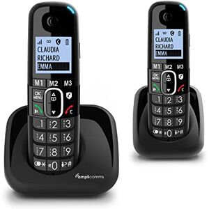 Amplicomms BigTel 1502 Duo, téléphone DECT sans Fil à Grosses Touches, 2 combinés, Audio-Boost, sonneries puissantes, Compatible avec Aides auditives, Fonction Blocage des appels - Publicité