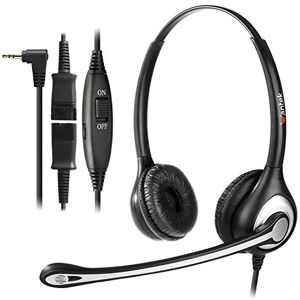 Wantek Casque de téléphone sans fil avec micro antibruit Fiche jack de 2,5 mm Pour téléphone fixe Gigaset C430 C610 S850 Panasonic Cisco DECT Téléphones HomeOffice Dual QD Y602QJ25. Publicité