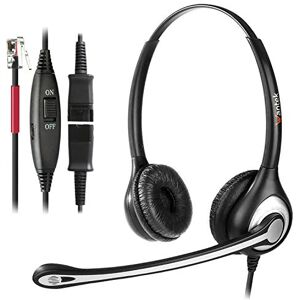 Wantek Casque Téléphone Fixe Binaural avec Micro Anti-Bruit et Quick Disconnect, Écouteurs de Centre d'appel pour Yealink Avaya Cisco Grandstream Snom Panasonic KXT Téléphoniques IP(602QY1) - Publicité