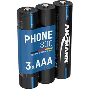 Ansmann Piles Rechargeables HR03 Phone 800 mAh (Lot de 3) – Piles DECT pour téléphone sans Fil ou babyphone – Accumulateurs à Recharge Rapide et à Faible autodécharge - Publicité