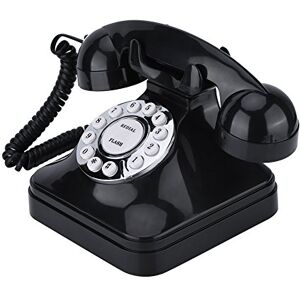 Diyeeni Téléphone Domestique Multifonction en Plastique Noir Vintage WX-3011, Téléphone Fixe Filaire Rétro pour la Maison, l'hôtel et Le Bureau. Publicité