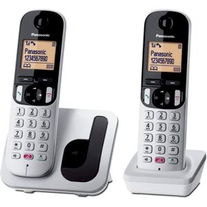 Panasonic KX-TGC252SPS Téléphone sans Fil Numérique pour Personnes âgées avec Verrouillage D'appel Non Souhait, Écran Facile à Lire, Haut-Parleur Mains Libres, Réveil, Deux Téléphones, Argent. Publicité