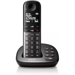 Philips D2551B / 01- Téléphone DECT sans fil avec 1 combiné avec répondeur,  50 noms / numéros et identification de l'appelant - Noir D2551B/01 -  Conforama