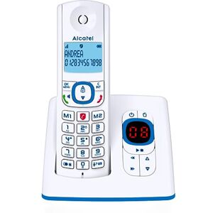 Alcatel F530 Voice, téléphone sans fil avec répondeur, blocage d'appels, mains libres et deux mémoires directes Blanc/Bleu - Publicité