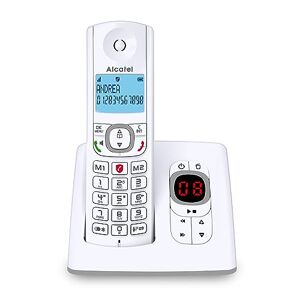 Alcatel F530 Voice, téléphone sans fil avec répondeur, blocage d'appels, mains libres et deux mémoires directes Blanc/Gris - Publicité