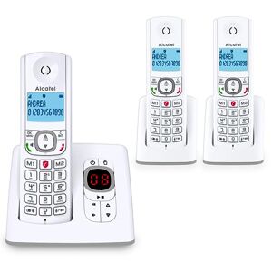 Alcatel F530 Voice Trio, téléphone sans fil avec répondeur et 3 combinés, blocage d'appels et fonction mains libres Blanc/Gris - Publicité
