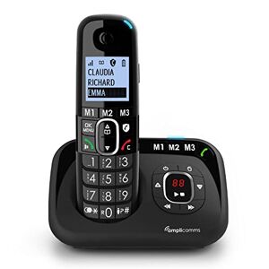 Amplicomms BigTel 1580, téléphone DECT sans Fil à Grosses Touches, répondeur, Audio-Boost, sonneries puissantes, Compatible avec Aides auditives, Fonction Blocage des appels - Publicité