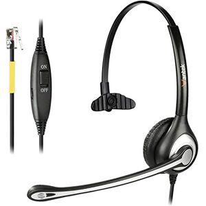 Wantek Casque Téléphone Fixe Monaural avec Micro Anti-bruit et Contrôle de Volume,  Écouteurs de Centre d'appel pour Yealink Avaya Cisco Grandstream Snom Panasonic KXT Téléphoniques IP(F600Y1) - Publicité