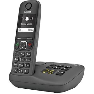 Siemens A695A téléphone DECT sans fil avec répondeur grand écran à haut contraste excellente qualité audio profils sonores réglables fonction mains libres protection d'appel, Gris - Publicité