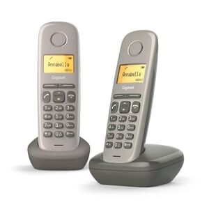 Siemens A170 Duo 2 téléphones DECT sans fil écran avec rétro-éclairage identification de l'appelant 18 heures d'autonomie en conversation répertoire avec 50 contacts, couleur taupe - Publicité