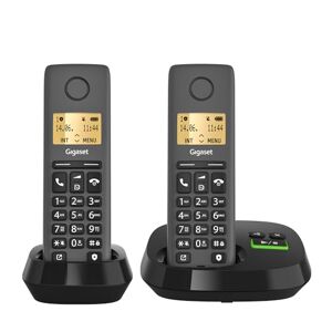 Siemens PURE 120A Duo 2 téléphones sans fil téléphones DECT avec répondeur excellente qualité audio compatible avec les aides auditives protection d'appel, noir anthracite - Publicité