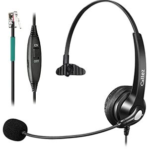 Callez Casque Téléphone Fixe RJ9 avec Micro Anti-Bruit, Oreillette Filaire pour Aastra 6757i Fanvil X7C Polycom VVX411 Alcatel Temporis 580 Gigaset DA710 Plantronics Avaya MiVoice Bureau Centre d'appel - Publicité