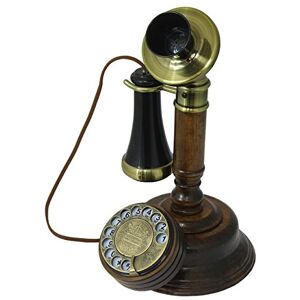 Opis Technology OPIS 1921 Cable MODÈLE C téléphone Filaire rétro comme Vieux téléphone en Bois avec Cadran Rotatif et Cloche en métal Classique - Publicité