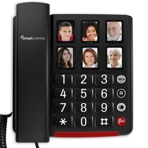 Amplicomms BigTel 40 Plus, téléphone Filaire à Grosses Touches, Six Touches de numérotation directe avec Photo, Audio Boost +40dB, sonneries Extra Fortes, Compatible avec Les Aides auditives - Publicité