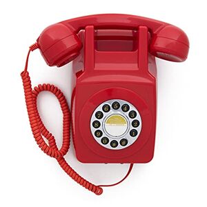 GPO 746 Téléphone Fixe Rétro à Bouton- Poussoir Mural Cordon Extansible, Sonnerie Authentique Rouge - Publicité