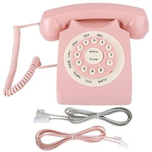 Plyisty Téléphone Vintage Rose, Téléphone Fixe Rétro des Années 80, Téléphone de Bureau à Cadran Rotatif à L'ancienne, avec Ligne UK + US, Décor de Chambre à Coucher à la Maison - Publicité