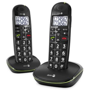 Doro PhoneEasy 110 Téléphone Sans Fil DECT pour Seniors avec Touches Grandes Parlantes, Fonction Intercom/Appel Interne et Audio Amplifié (Noir X 2) [Version Française] - Publicité