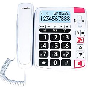 swissvoice Xtra 1150 Téléphone pour séniors, Grand écran avec Grands caractères, 2 mémoires directes, Amplification Audio, Sonnerie Extra Forte (85dB) avec vocalisation du nom de l'appelant Blanc - Publicité