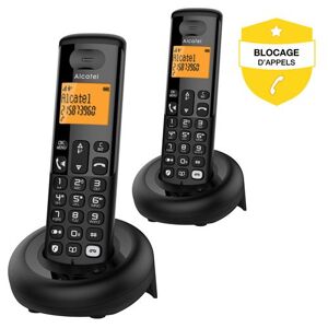 Téléphone fixe sans fil Alcatel E260 S-Voice Duo avec Répondeur et Fonction blocage appels publicitaires Noir Noir - Publicité