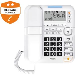 Téléphone filaire Alcatel TMAX 70 avec fonction Blocage d'appels Blanc Blanc - Publicité