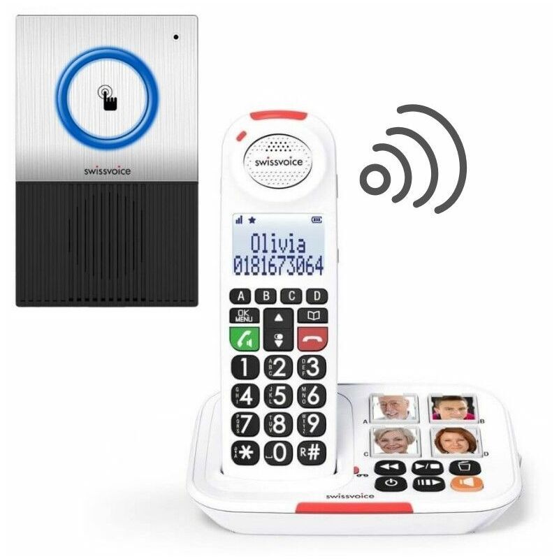 SWISSVOICE Pack Téléphone sans fil Xtra 2155 et une Sonnette interphone - Noir