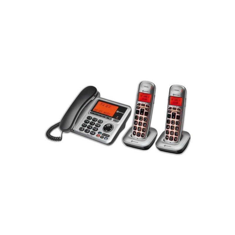 Amplicomms - Téléphone senior filaire BigTel 1480 trio (BigTel 1201) - Gris